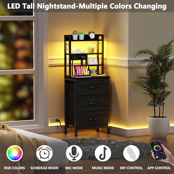 Furnulem Nightstands Set of 2, Tall Night Stand - Image 5