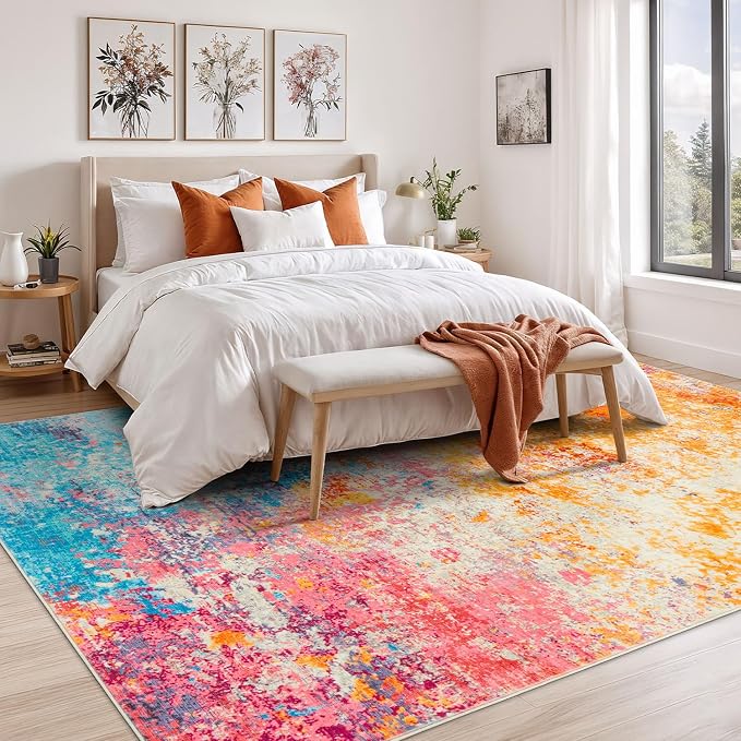Rugflix 9x12 Area Rugs for Living Room, Washable Large Multicolor Rug - Image 2