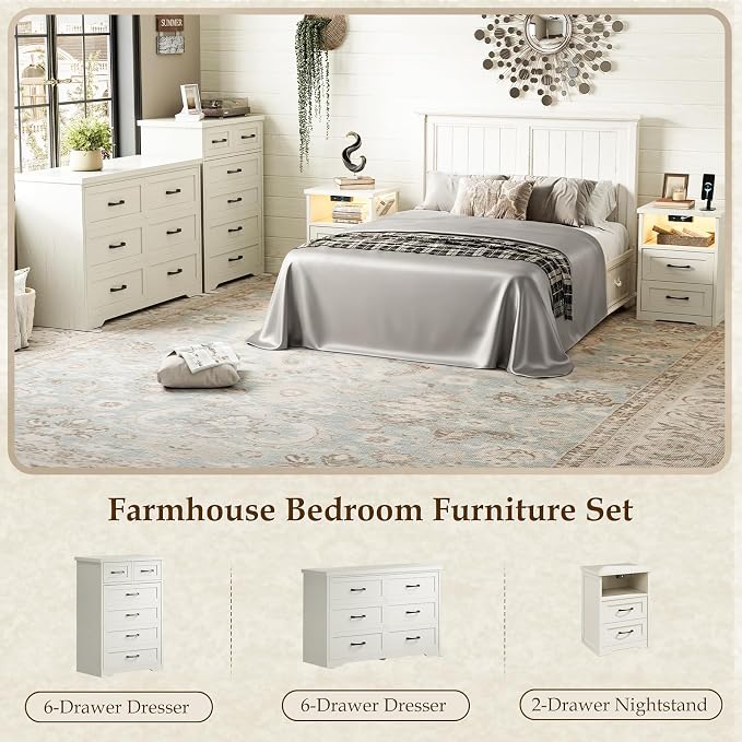 AODK Farmhouse Tall 6 Drawer Dresser - Image 8