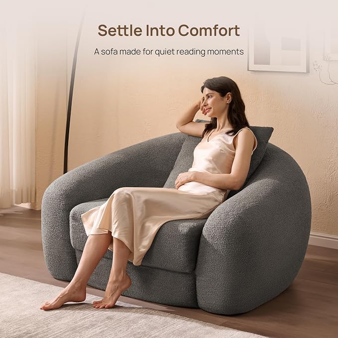 SICOTAS 49.9" Curved Convertible Sofa Couch Bed - Image 4