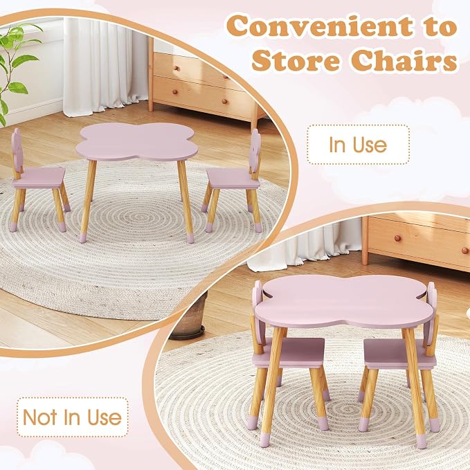 Costzon Kids Table and Chairs, Wooden Toddler Desk Set - Image 6