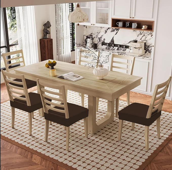 Smiry Waterproof Seat Covers for Dining Room Chairs Set of 2, Stretch Jacquard - Image 8