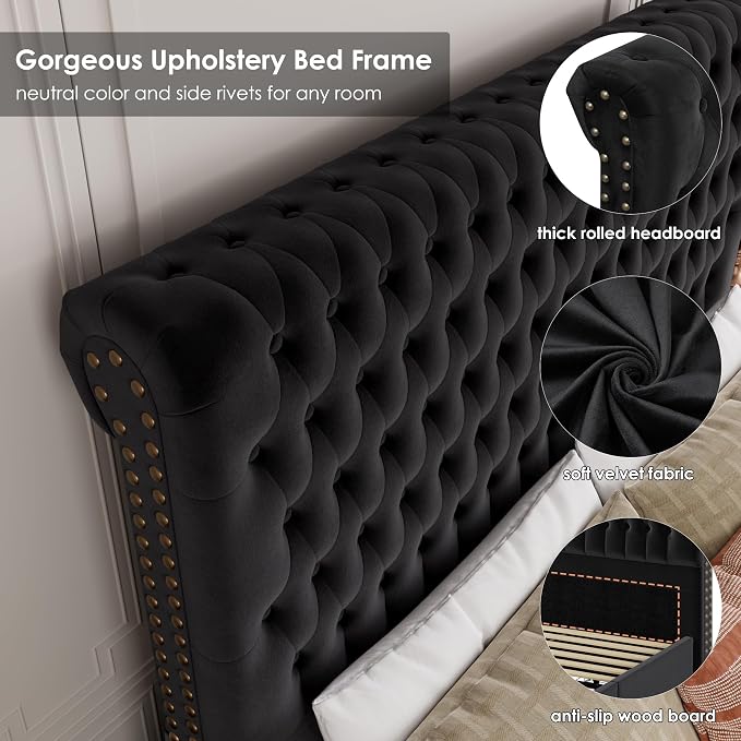 Queen Size Bed Frame 54" Tall Headboard - Image 3