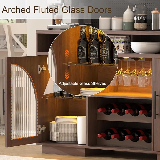 54" Coffee Bar Cabinet with Pegboard, Baskets & Movable Charging Station - Image 5