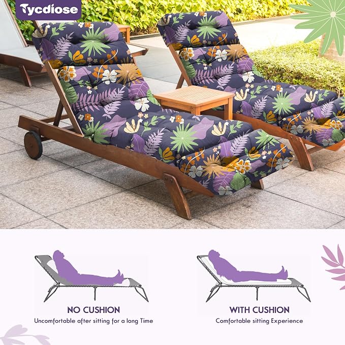Outdoor Chaise Lounge Chair Cushion Waterproof 74.4 x 22 x 4.7 Inches Thickened - Image 6