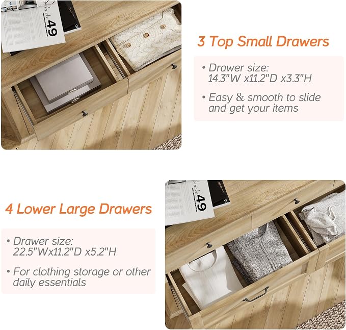WAMPAT Farmhouse 7 Drawers Dresser - Image 5