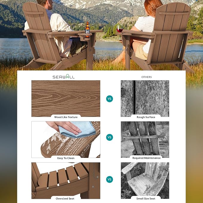 SERWALL Adirondack Chair with Cup Holders - Image 3