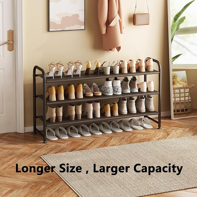 INGIORDAR Shoe Rack 3 Tier Long Storage Organizer Wide Metal Shoe Shelf - Image 4