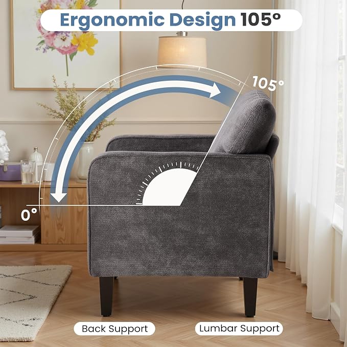 DUMOS Dark Grey Modern Accent Chairs - Image 5