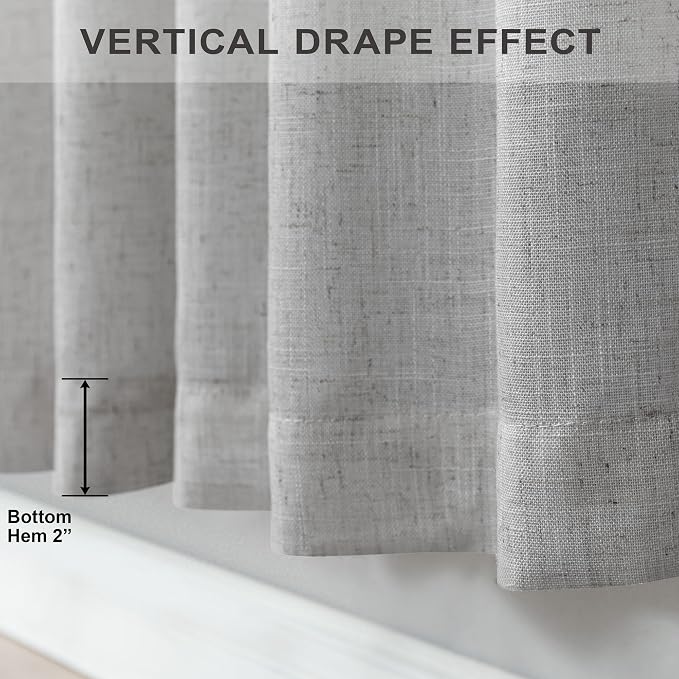 60 Inch Wide Curtains Grey for Living Room 2 Panels Set Back Tab Pocket Drape - Image 6