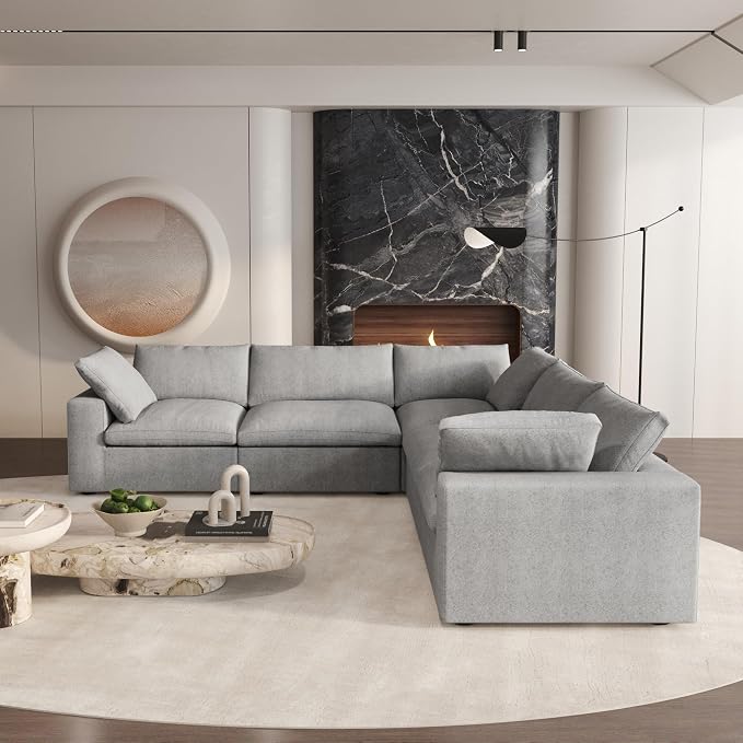 Cloud Couch Modular Sectional Sofa, 5 Seater Minimalist Deep Couches, Sofa - Image 3