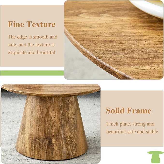 Round Coffee Table 24 in, Modern Wood Grain Living Room Table - Image 5