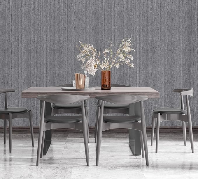 Grey Grasscloth Peel and Stick Wallpaper Faux Linen Textured Self Adhesive - Image 5