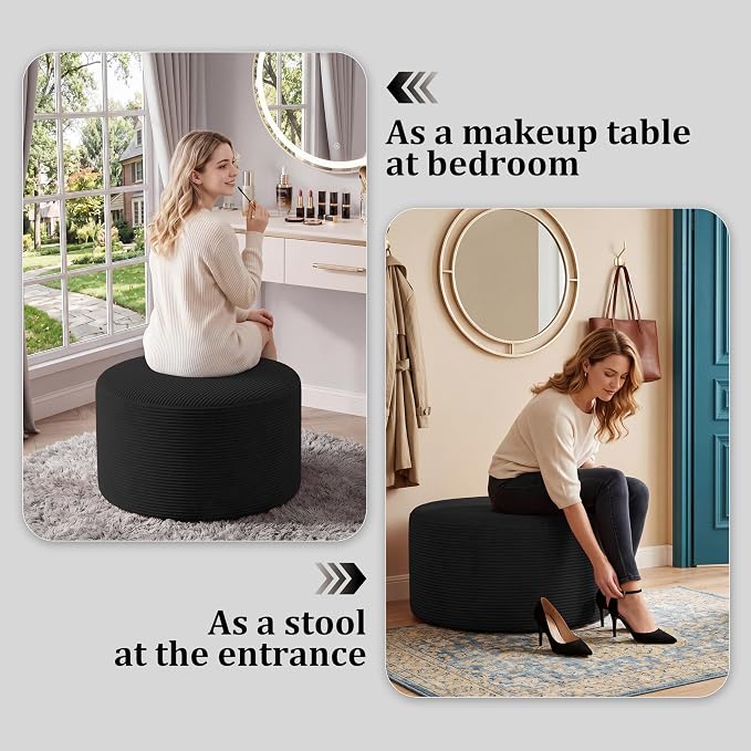 BSHOMGI Round Coffee Table Ottoman - Image 4