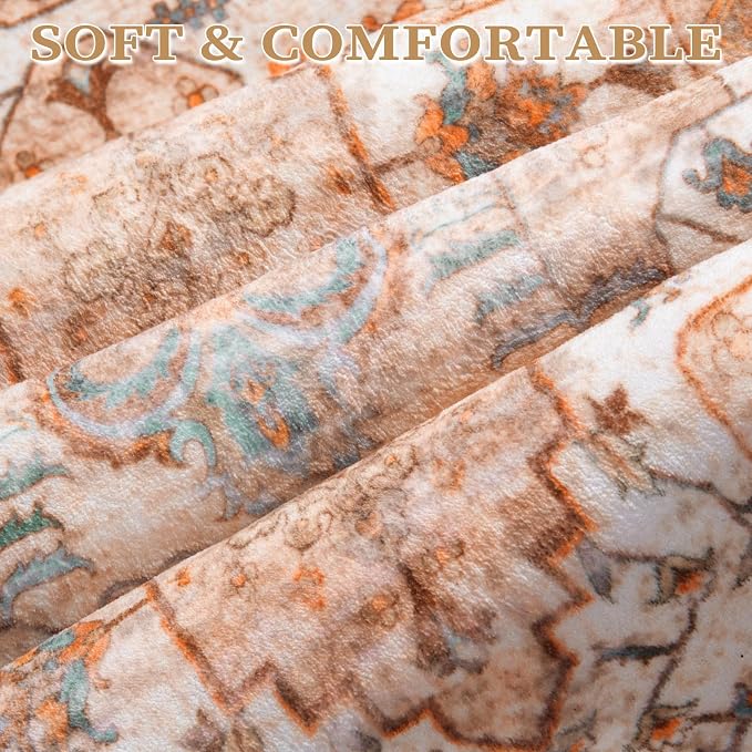 SERISSA Boho Area Rug 5x7 Peach Cream, Washable Large Rugs - Image 4