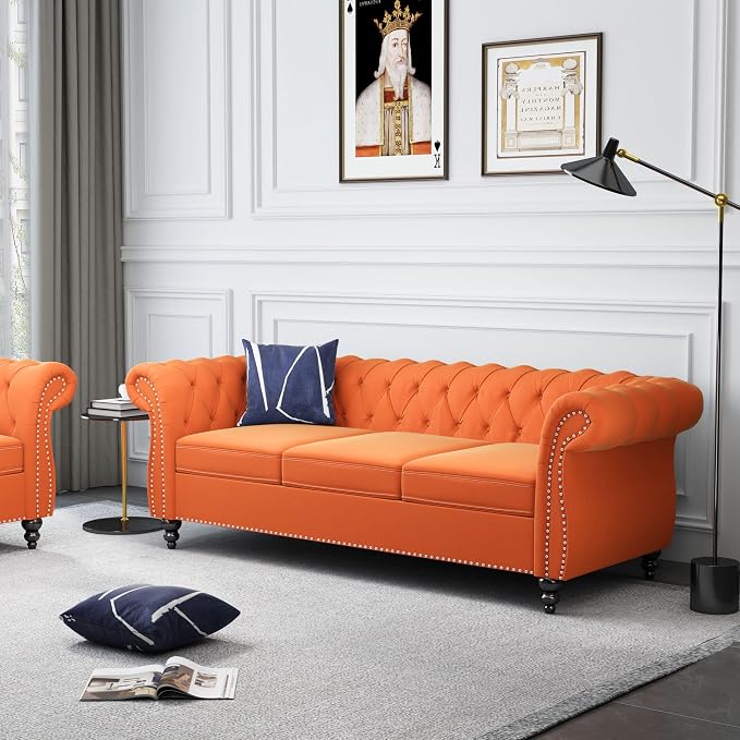 QHITTY 2 Piece Living Room Set, Sectional Chesterfield Sofa Chair Contemporary - Image 8