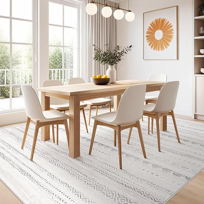 Nakagishi 8x10 Area Rugs Living Room: Washable Boho Large Neutral Soft - Image 7
