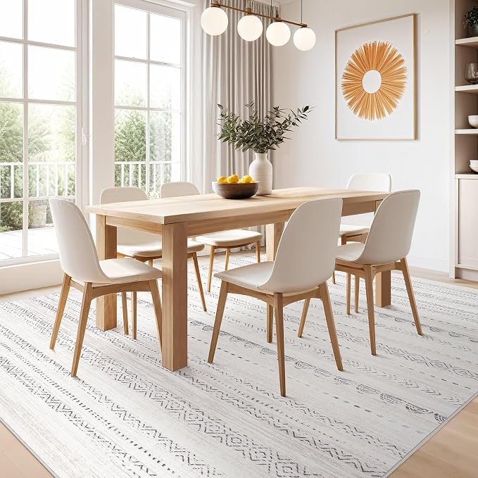 Nakagishi 7x10 Area Rug Living Room: Washable Boho Large Neutral Soft Farmhouse - Image 6