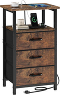 Vagusicc Nightstand with Charging Station, Bedside Table with USB Ports and by Vagusicc