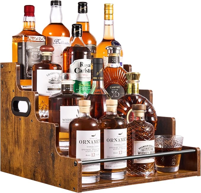 YQBRAO 4-Tier Tiered Liquor Bottle Display Shelf by Unknown