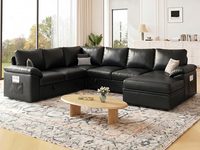 108 Inch Faux Leather Modular Sectional Sofa - Image 8