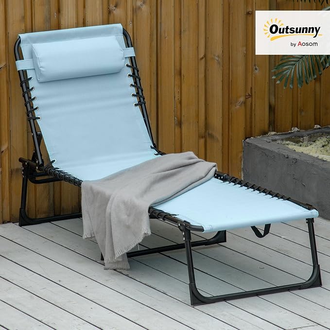 Outsunny Folding Chaise Lounge Chair, Patio Sun Tanning Chair, Outdoor Chaise - Image 2