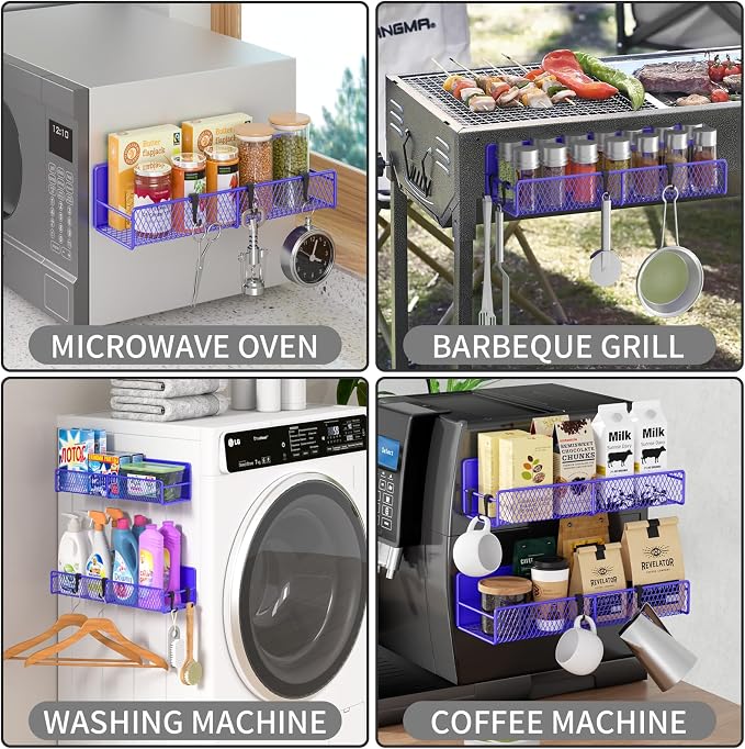 Magnetic Spice Rack for Refrigerator, 2 Pack 100% Metal Strong Magnet Shelf - Image 6