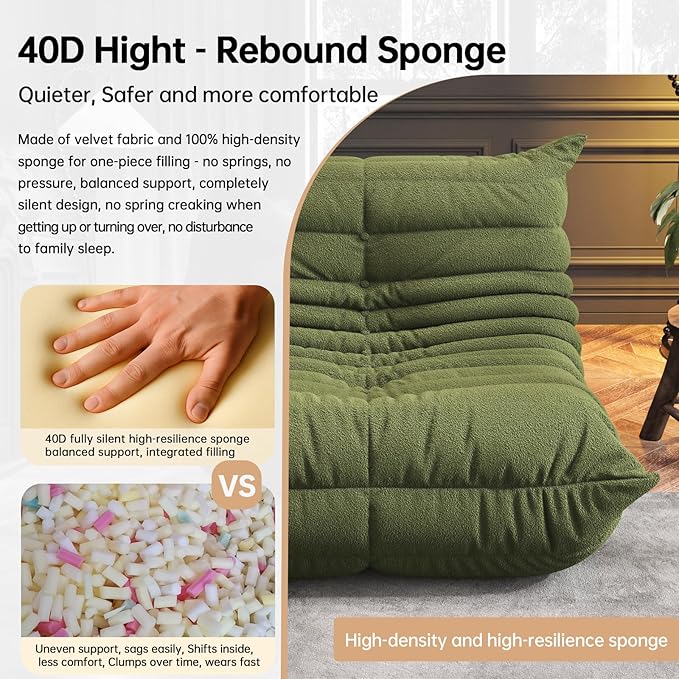 Memory Foam Bean Bag Chair for Adults, Teddy Material Beanbag Sofa - Image 4