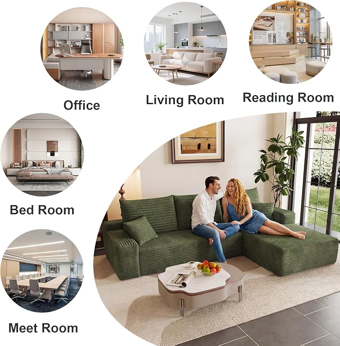 95" Cloud Sectional Couch with L-Shape Chaise, Modular Comfy Sofa Chaise Longue - Image 6
