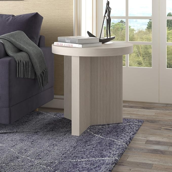 Henn&Hart 22" Fluted Scandinavian Round End Table, Ribbed Side Table, Nightstand - Image 8