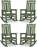 SERWALL Oversized Rocking Chair Set of 4 Outdoor, HDPE Outdoor Rocking Chair by SERWALL