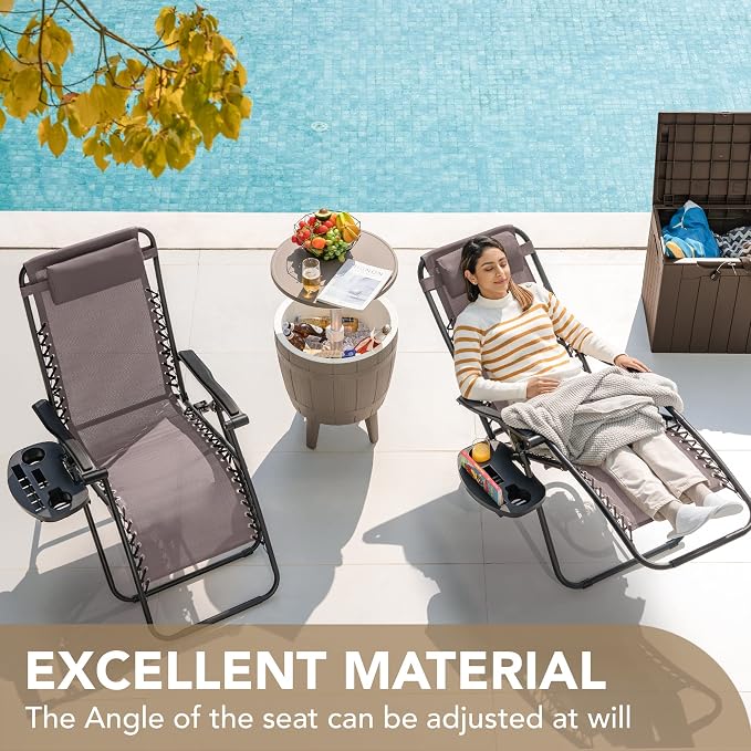 Devoko Patio Zero Gravity Chair Outdoor Folding Adjustable Reclining Chairs - Image 3