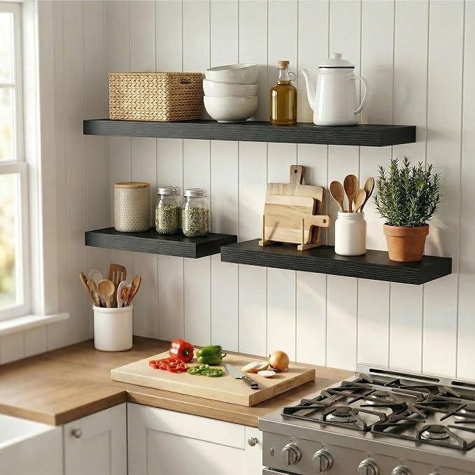 12 inch Deep Floating Shelves for Wall, 48 inch Wide Engineered Wood Wall - Image 6
