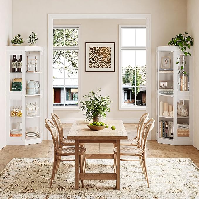 70''H Tall Corner Cabinet with Glass Doors, Farmhouse Storage Cabinet with 4 - Image 8