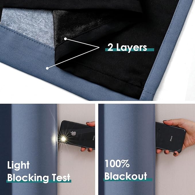 ChrisDowa 100% Blackout Curtains 108 inch Long - Image 4