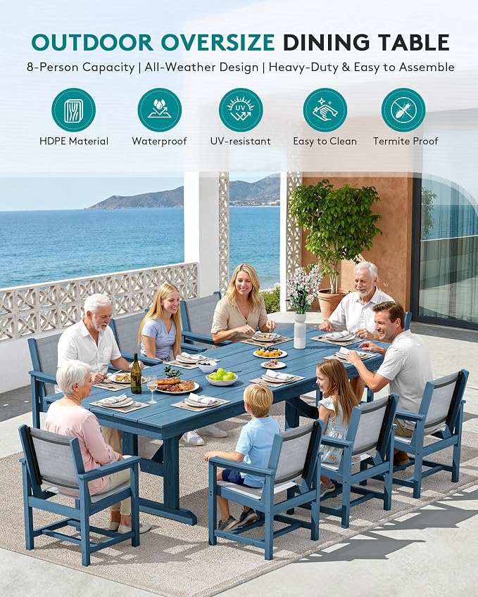 SERWALL 9 Piece Outdoor Dining Set - Image 8