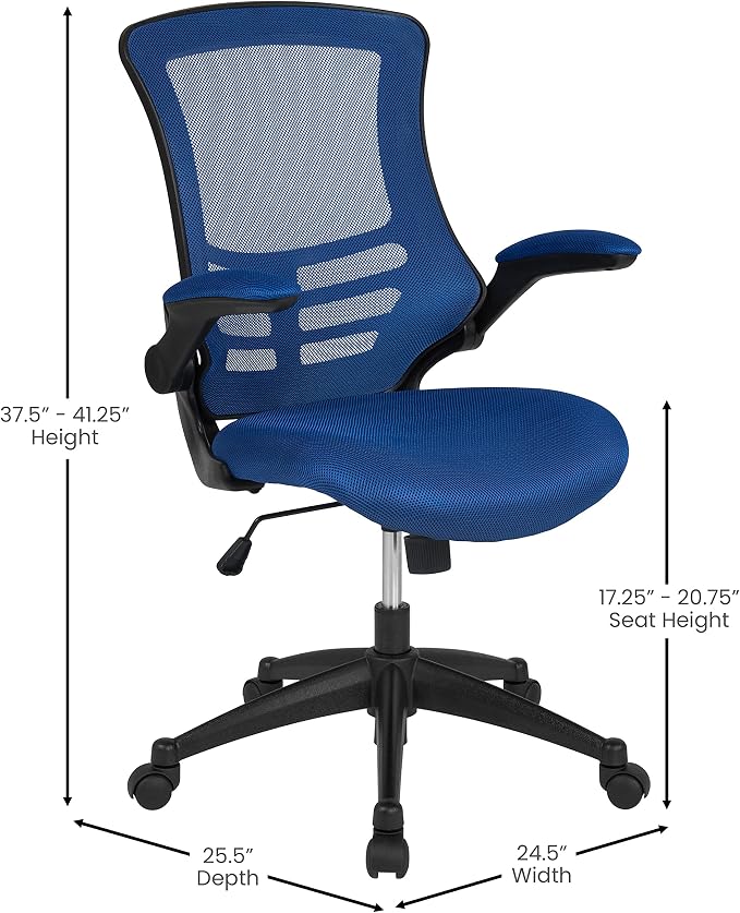 Flash Furniture Kelista Mid-Back Blue Mesh Swivel Ergonomic Task Office Chair - Image 3
