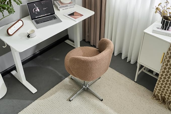 VINGLI Cute Small Swivel Desk Chair Comfy no Wheels, Ergonomic Low-Back Lumbar - Image 5