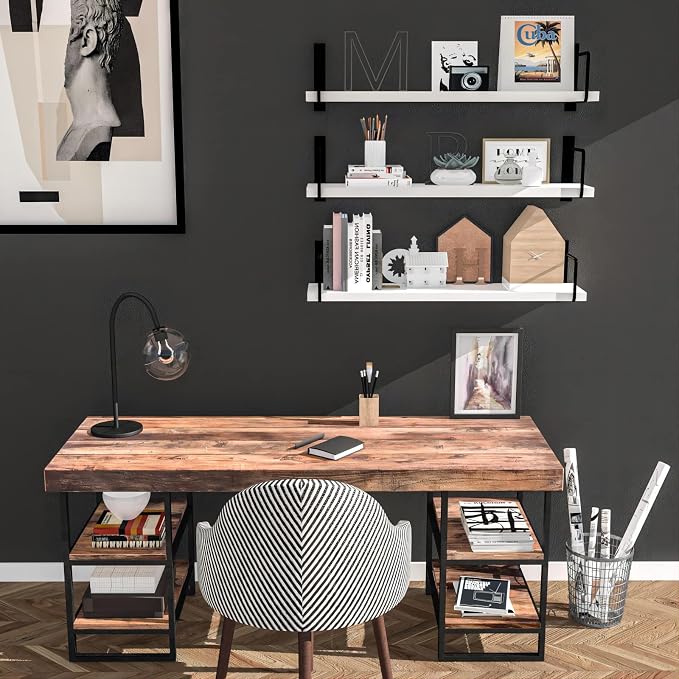 Floating Shelves, 24 Inches Easy to Install Wall Mounted Shelves, Rustic Wood - Image 7