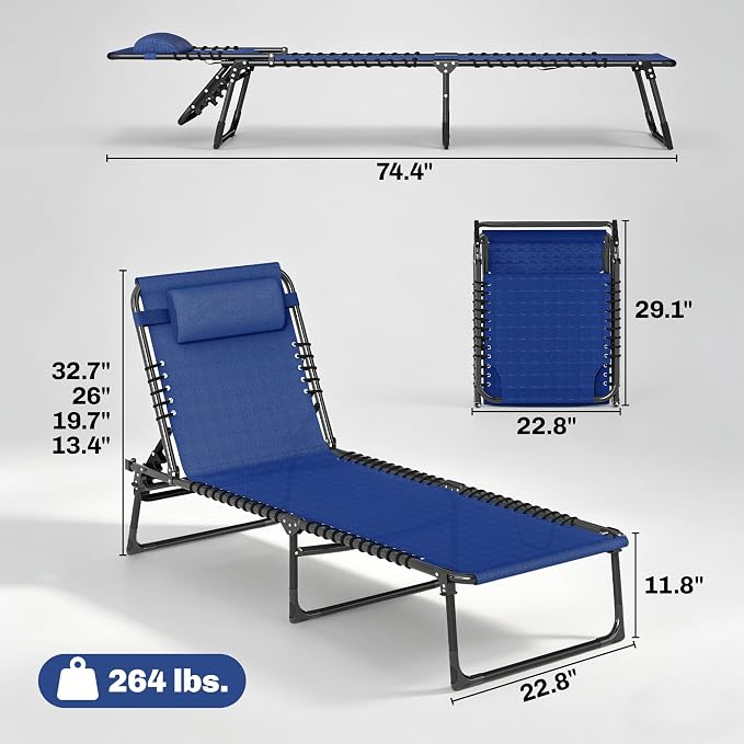 Outsunny Folding Chaise Lounge Chair, Patio Sun Tanning Chair, Outdoor Chaise - Image 3