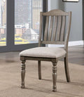 Transitional Style 2pcs Side Chairs Antique Gray Solid Wood Gray Fabric Dining by Oosofi