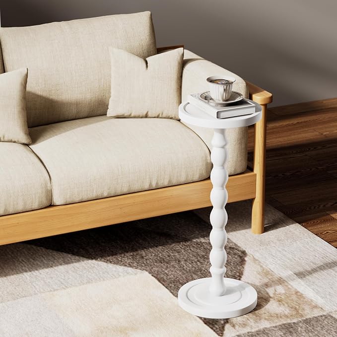 Solid Wood Drink Table, Rubber Wood‌ Small Round Side Table - Image 6
