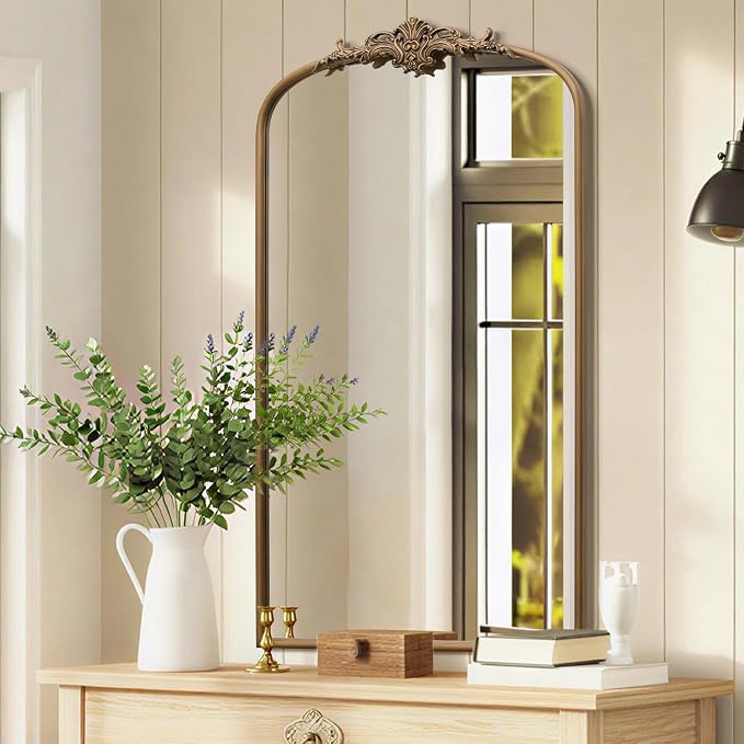 Besdomus Vintage Gold Arched Mirror: 24"x42" French Large Arch Gold Antique - Image 6