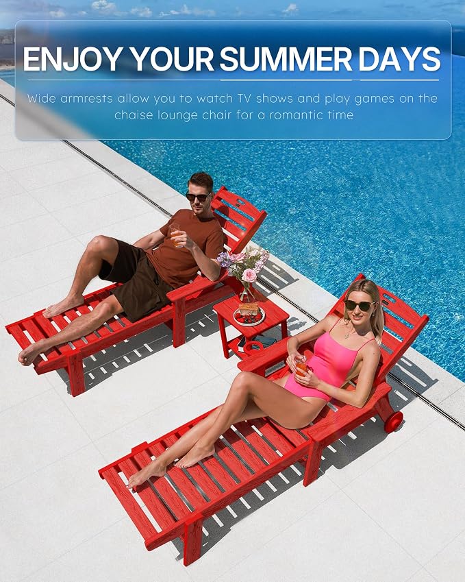 Patio Chaise Lounge Chair Set of 2, Oversize Lounge Chairs - Image 3