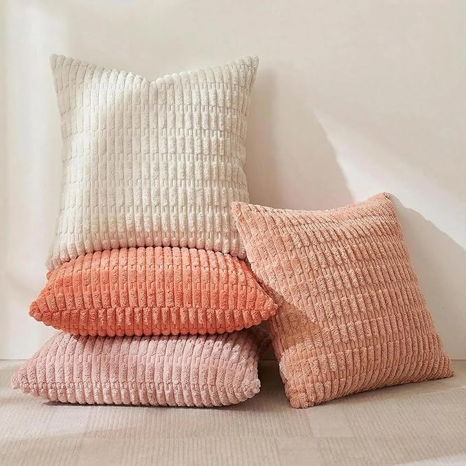 Fancy Homi 4 Packs Boho Blush Pink Euro Decorative Throw Pillow Covers 26x26 - Image 2