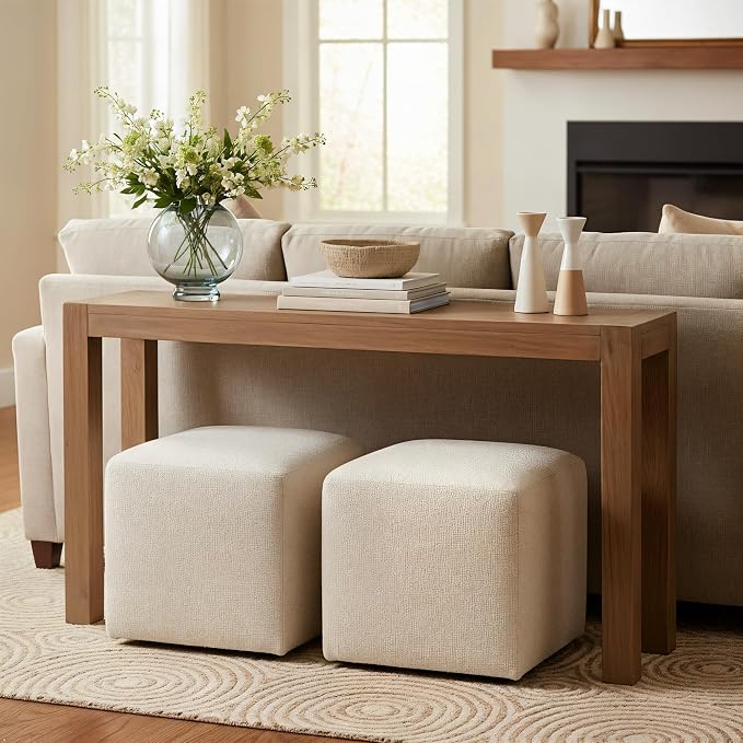 Plank+Beam Modern Solid Wood Console Table, 46 Inch, Sofa Table, Narrow - Image 4