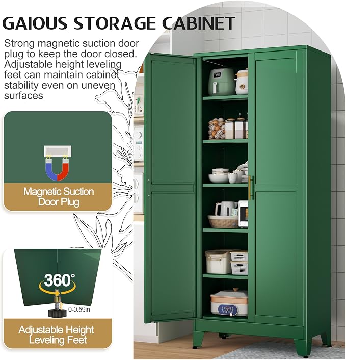 GAIOUS 75.2" Tall Kitchen Food Pantry, Pantry Cabinet - Image 5