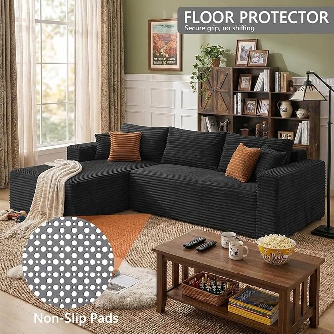 108" Boneless Couch Modular Sectional Sofa, L-Shaped Couch - Image 5