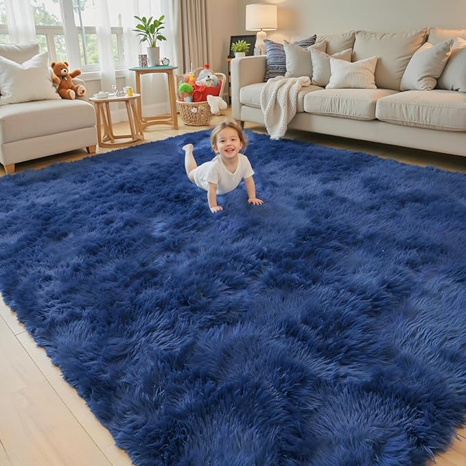 Area Rugs 9x12 Living Room, Shaggy Carpet Soft Plush Furry Bedside Rug Large - Image 2
