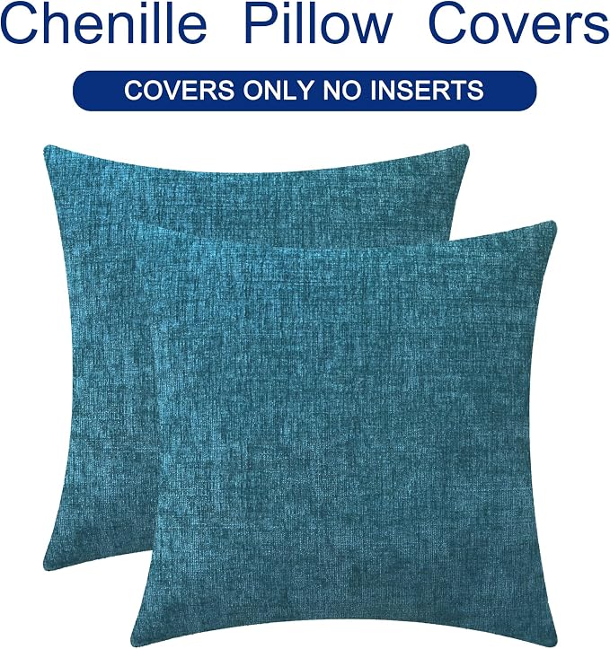 CaliTime Throw Pillow Covers Decorative 20 X 20 Inches Pack of 2 Cozy Chenille - Image 6